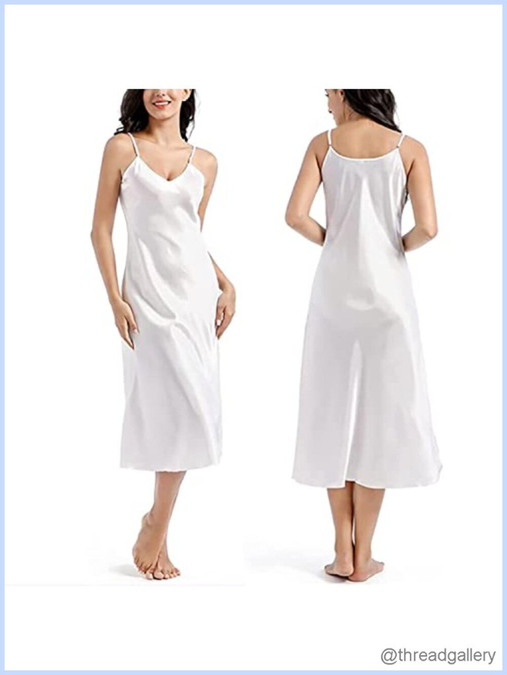 Satin Silk Slip Nightgown V Neck Negligee Long Sleepwear